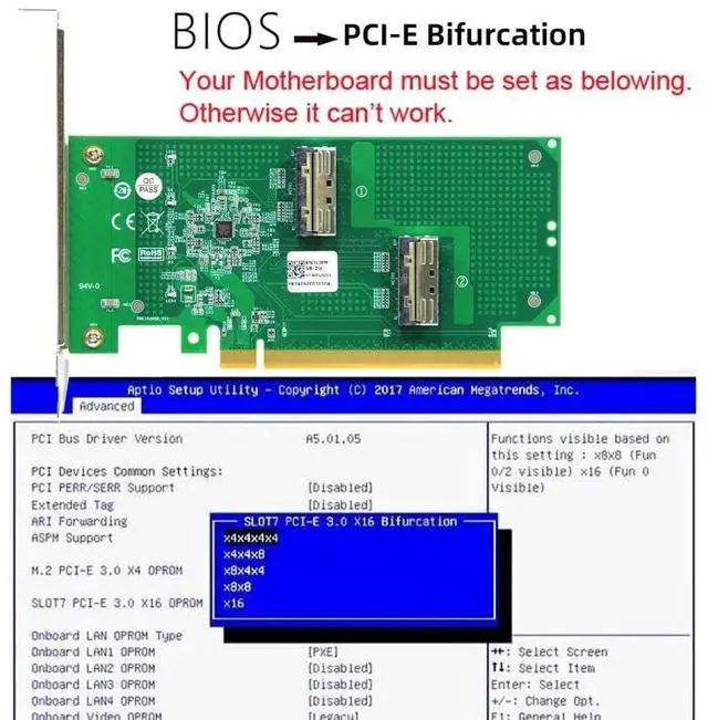 Alt view image 3 of 6 - 2 Port PCI-E X16 to PCI-E 5.0 MCIO 8i 74Pin SFF-TA-1016 Adapter Mini Cool Edge IO Female PCI Expansion Card Adapter