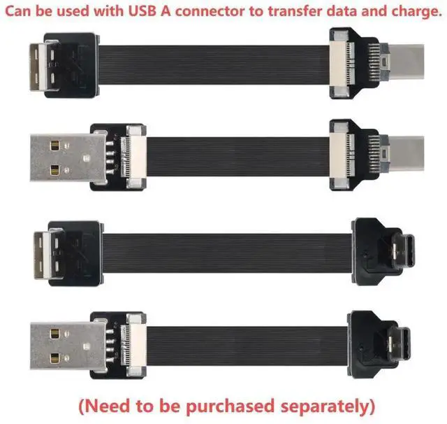 Alt view image 4 of 7 - USB 2.0 Type C Male 90 Degree Angled Flat Connector Support 480Mbps Data Transfer 5V Charging for Ribbon Cable,Raspberry Pi, GoPro,Drone, Camera, Gimbal