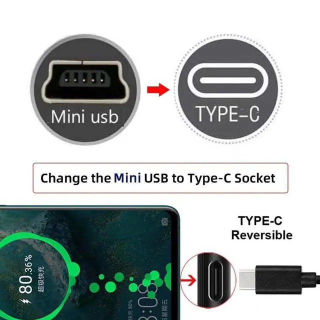 Alt view image 3 of 7 - 5 Pack USB C DIY Connector,Mini USB 5Pin to USB C Female Socket Port Repair Replacement Solder Adapter Standard Pinout