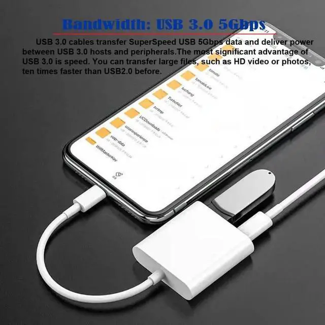Alt view image 7 of 7 - 2 in 1 USB C to USB 3.0 Socket OTG Adapter with PD 24W Charge for Laptop Tablet Phone