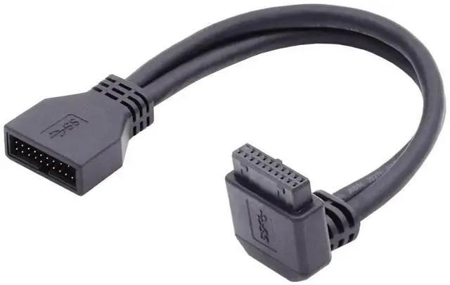Main image of USB 3.0 Front Panel Header 19/20Pin Male to Female 90 Degree Down Angled Mainboard Header Port Extension Cable Adapter