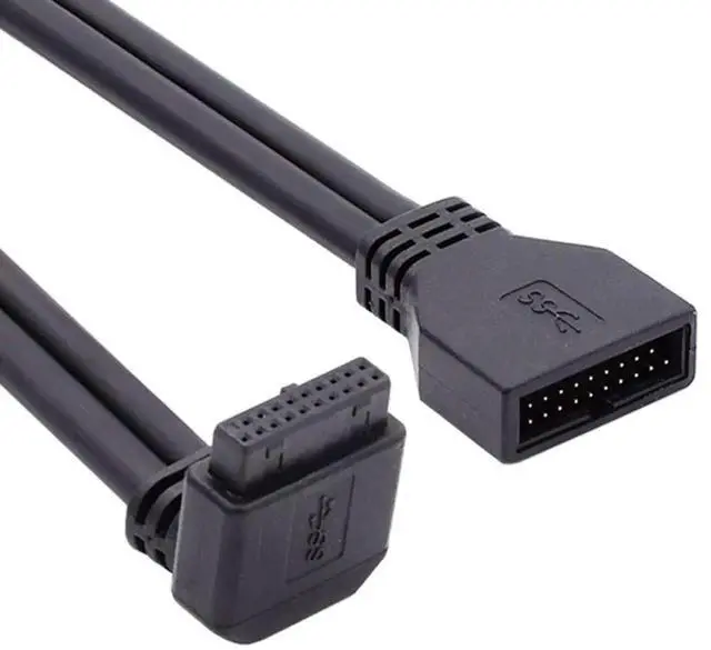 Alt view image 4 of 7 - USB 3.0 Front Panel Header 19/20Pin Male to Female 90 Degree Down Angled Mainboard Header Port Extension Cable Adapter