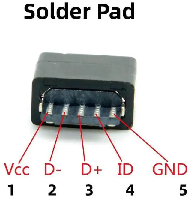 Alt view image 7 of 7 - 50 Pack Micro USB DIY Connector Micro USB Type B 5Pin Female Socket Port Repair Replacement Solder Adapter with PCB Board