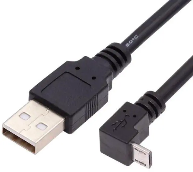 Main image of USB to Micro USB Cable,USB 2.0 Male to Micro USB 5Pin Male Charge Data Transfer 90 Degree Down Angled Extension Cable 4.92FT/1.5M
