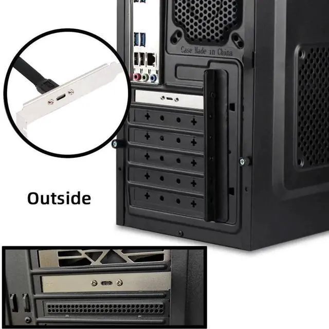 Alt view image 5 of 7 - USB 3.1 Gen 2 10Gbps USB Type-E Motherboard to USB C Front Panel Header Extension Cable Adapter with 12cm PCI-E Bracket