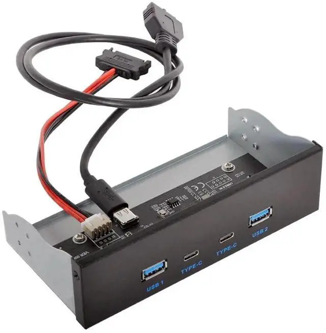 Main image of 5.25" Front Panel CD-ROM Bay USB 3.0 & USB-C HUB 4 Ports Motherboard Adapter