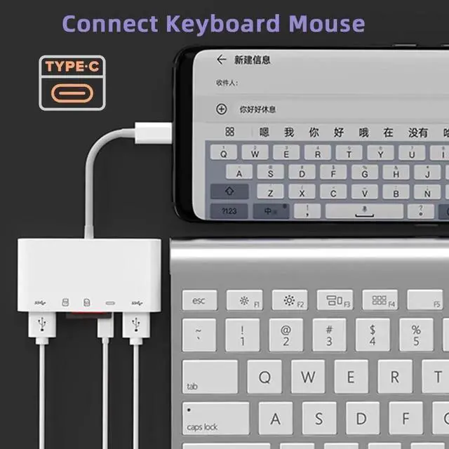 Alt view image 4 of 7 - CY 5 in 1 USB C to 2 USB 3.0 TF Micro SD SDXC SDHC Card Reader Adapter 5Gbps Compatible with PD 27W for Laptop Tablet Phone