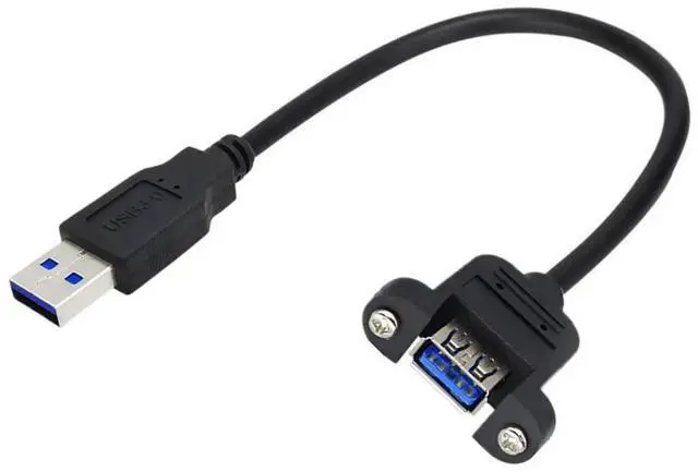 Main image of 12 Inch Short USB Extension Cable, USB 3.0 Male to Female Panel Mount Type Cable with Screws