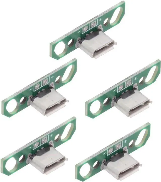 Main image of 5 Pack USB 2.0 DIY Connector,Micro USB 2Pin Female Socket Port Repair Replacement Solder Adapter with Flange