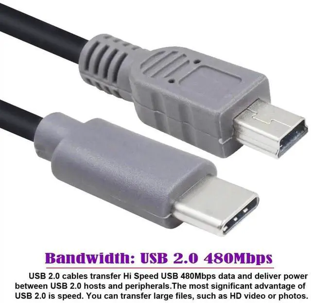 Alt view image 5 of 7 - 3.28FT USB C to Mini USB 2.0 Data/Charge Cable for Laptop Phone USB C Host to Mini USB Device Power Bank/Camera/Dongle/Hard Disk