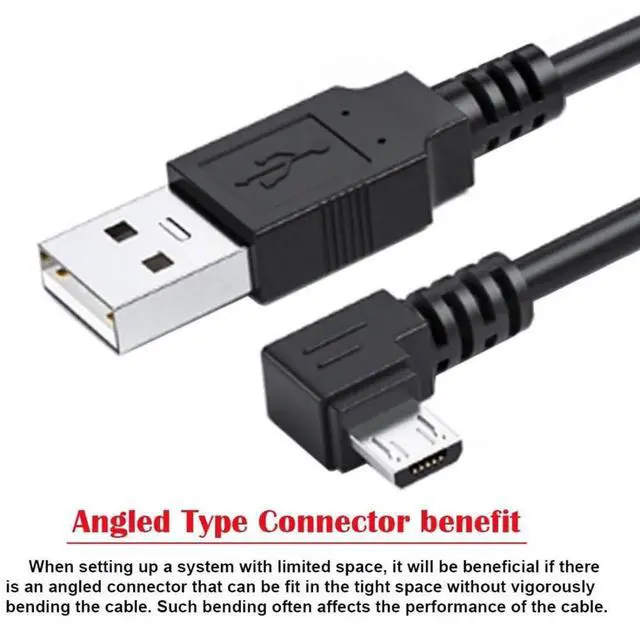 Alt view image 7 of 7 - USB to Micro USB Cable,USB 2.0 Male to Micro USB 5Pin Male Charge Data Transfer 90 Degree Left Angled Extension Cable 0.32FT/0.1M