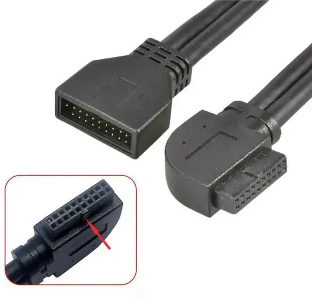 Alt view image 7 of 7 - USB 3.0 Front Panel Header 19/20Pin Male to Female 90 Degree Right Angled Mainboard Header Port Extension Cable Adapter