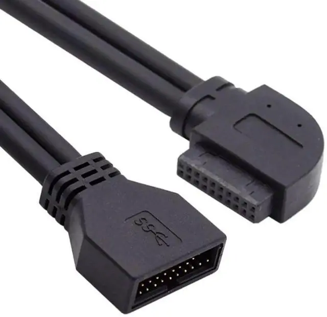 Alt view image 2 of 7 - USB 3.0 Front Panel Header 19/20Pin Male to Female 90 Degree Right Angled Mainboard Header Port Extension Cable Adapter