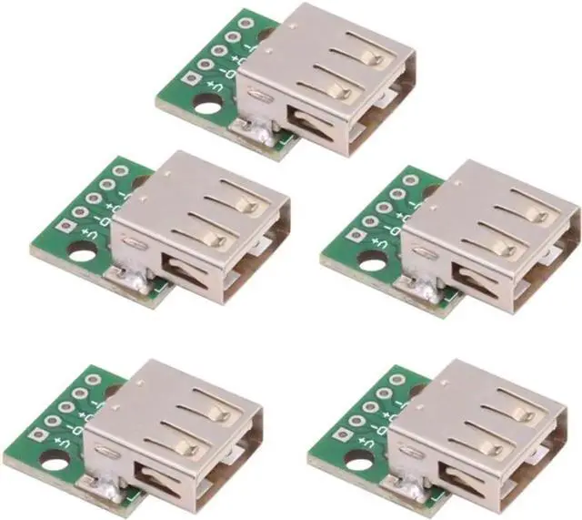 Main image of 5 Pack USB 2.0 DIY Connector,USB 2.0 Type-A 5Pin Female Socket Port Repair Replacement Solder Adapter