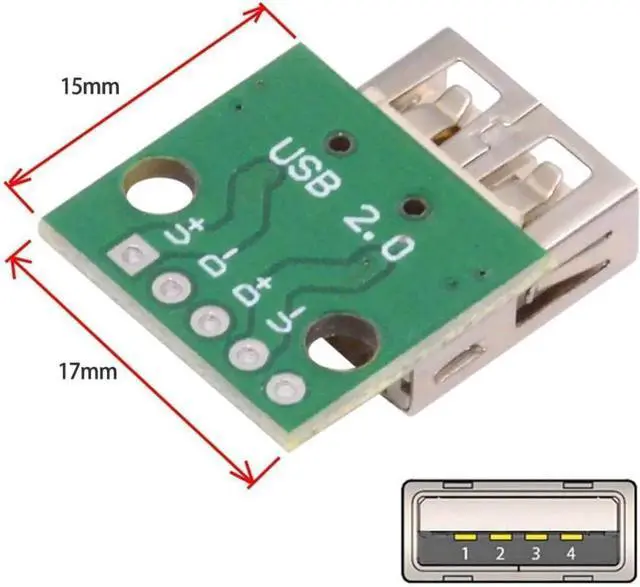Alt view image 5 of 7 - 5 Pack USB 2.0 DIY Connector,USB 2.0 Type-A 5Pin Female Socket Port Repair Replacement Solder Adapter