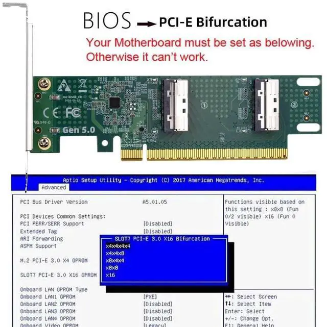 Alt view image 7 of 7 - Dual Port PCI-E X16 to PCI-E 5.0 MCIO 8i 74Pin SFF-TA-1016 Adapter Mini Cool Edge IO Female PCI Expansion Card Adapter