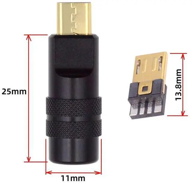 Alt view image 3 of 7 - USB DIY Connector Aluminum Alloy Micro USB 2.0 5Pin Male Plug Port Repair Replacement Solder Adapter for OD 4.0-6.0mm Cable