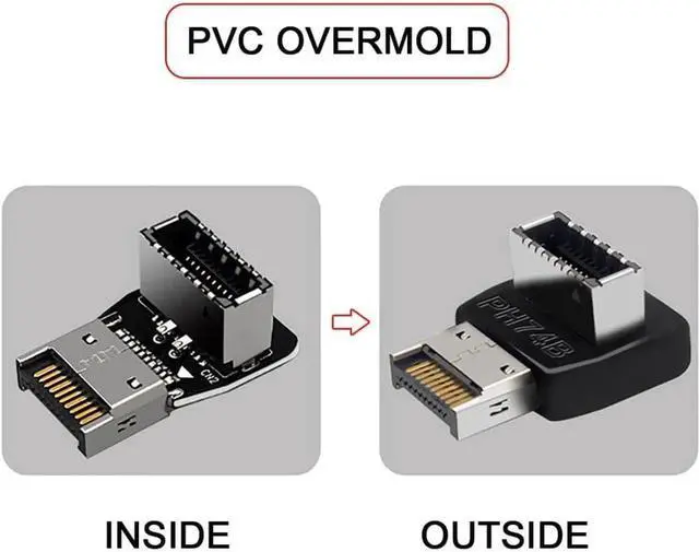 Alt view image 6 of 7 - 2 Pack USB 3.1 Type-E Front Panel Socket Motherboard Header 90 Degree Angled Adapter