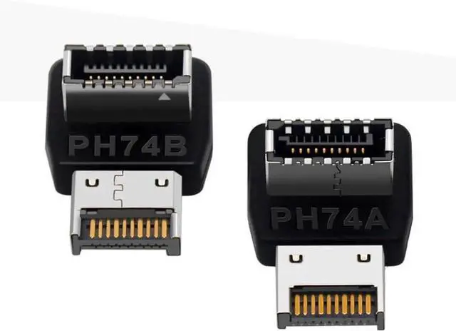 Main image of 2 Pack USB 3.1 Type-E Front Panel Socket Motherboard Header 90 Degree Angled Adapter