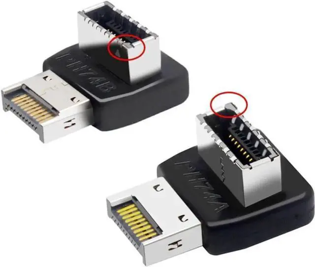 Alt view image 3 of 7 - 2 Pack USB 3.1 Type-E Front Panel Socket Motherboard Header 90 Degree Angled Adapter