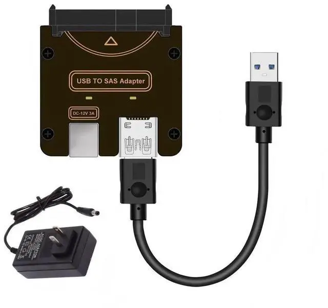 Main image of USB 3.0 to SAS Adapter for 2.5/3.5" SFF-8482 SAS Hard Disks to USB Converter Adapter with Power Supply (Need Power Supply to Work)