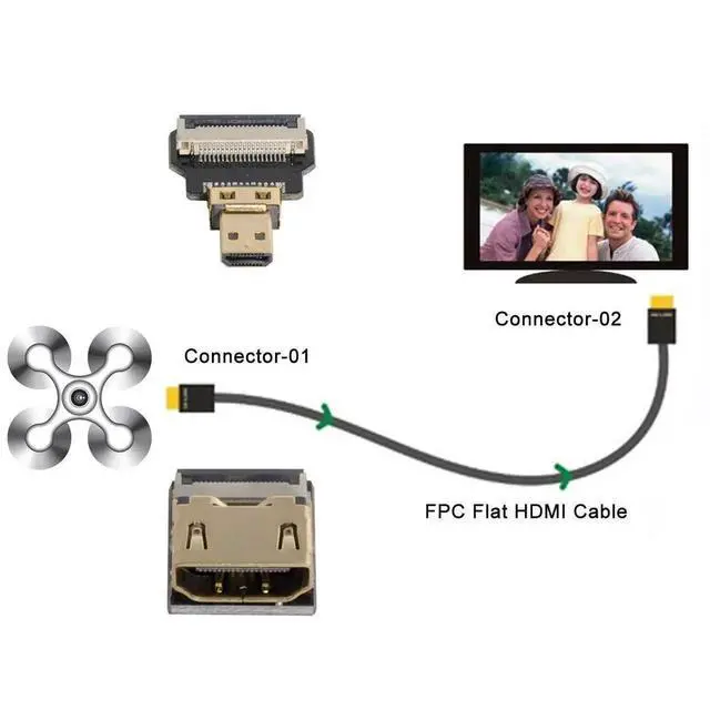 Alt view image 4 of 6 - CY HDMI to Micro HDMI Cable CYFPV HDMI Female to Micro HDMI Male Extension FPC Flat Cable 1080P for FPV HDTV Multicopter Aerial Photography