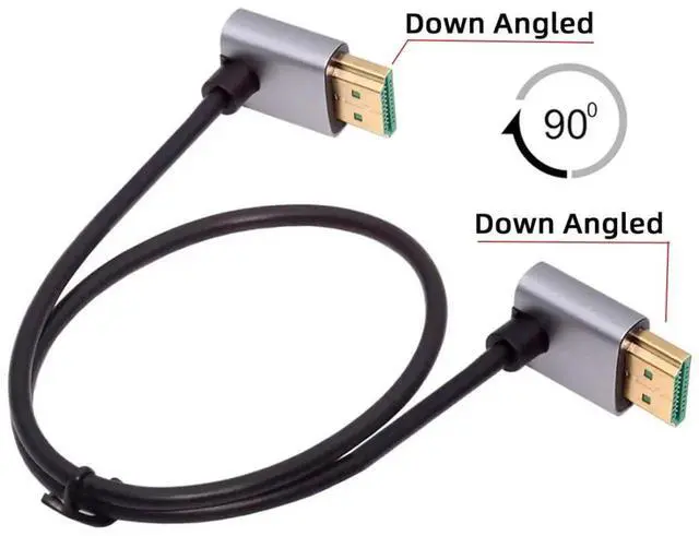 Alt view image 6 of 7 - HDMI 2.1 Cable,HDMI Male to Male Dual 90 Degree Down Angled 8K@60Hz 4K@120Hz 48Gbps Ultra High-Speed Gold-Plated Cable 0.5M for TV, Monitor, Computer