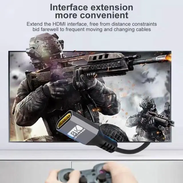 Alt view image 2 of 7 - HDMI 2.1 Cable HDMI UHD 8K 60hz 4K 120hz 48Gbs Male to Female Extension Cable with Audio 3D HDMI Cord 0.3M