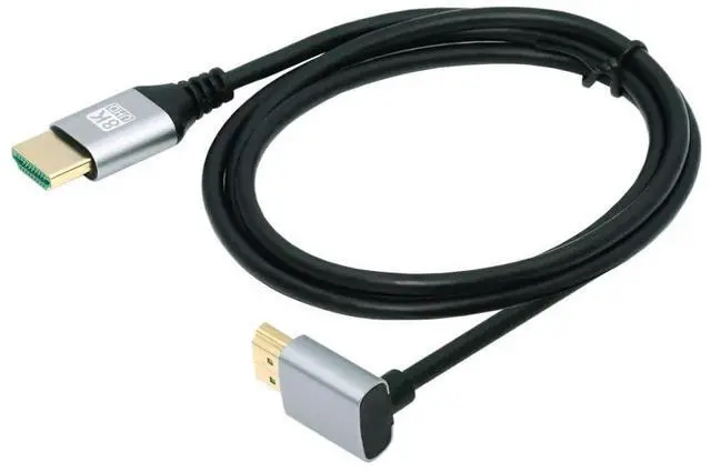 Alt view image 2 of 7 - HDMI 2.1 Cable,HDMI Male to Male 90 Degree UP Angled 8K@60Hz 4K@120Hz 48Gbps Ultra High-Speed Gold-Plated Cable 1.0M for TV, Monitor, Computer