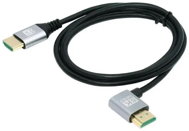 Alt view image 3 of 7 - HDMI 2.1 Cable,HDMI Male to Male 90 Degree Right Angled 8K@60Hz 4K@120Hz 48Gbps Ultra High-Speed Gold-Plated Cable 1.0M for TV, Monitor, Computer