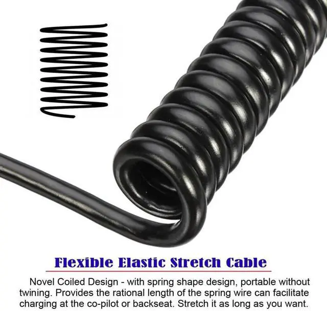 Alt view image 2 of 6 - HDMI Stretch Coiled Cable HDMI 1.4 to Micro HDMI 90 Degree Right Angled 4K 60hz Extension Cable