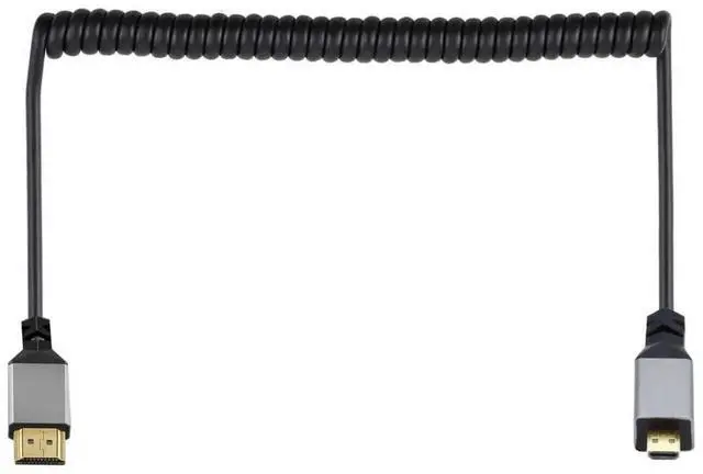 Alt view image 6 of 6 - HDMI Stretch Coiled Cable HDMI 1.4 to Micro HDMI 4K 60hz Extension Cable