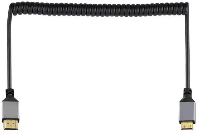 Alt view image 2 of 6 - Mini HDMI Stretch Coiled Cable HDMI 1.4 to Mini HDMI 4K 60hz Extension Cable