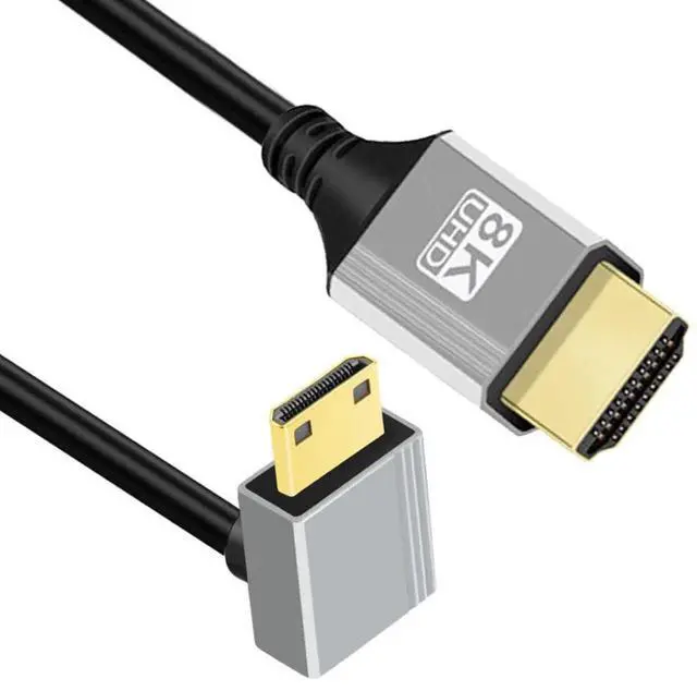 Main image of HDMI 2.1 Cable,HDMI Male to Mini HDMI Male 90 Degree Down Angled 8K@60Hz 4K@120Hz 48Gbps Ultra High-Speed Gold-Plated Cable 1.64FT/0.5M for TV, Monitor, Computer