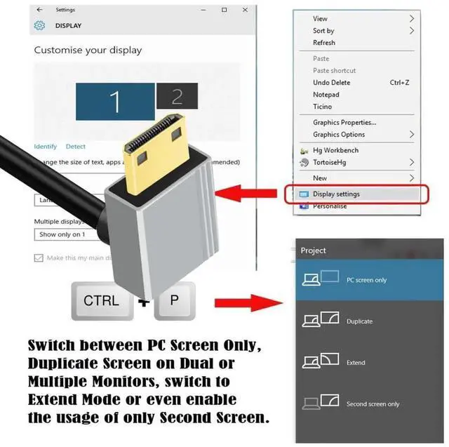 Alt view image 5 of 7 - HDMI 2.1 Cable,HDMI Male to Mini HDMI Male 90 Degree Down Angled 8K@60Hz 4K@120Hz 48Gbps Ultra High-Speed Gold-Plated Cable 1.64FT/0.5M for TV, Monitor, Computer