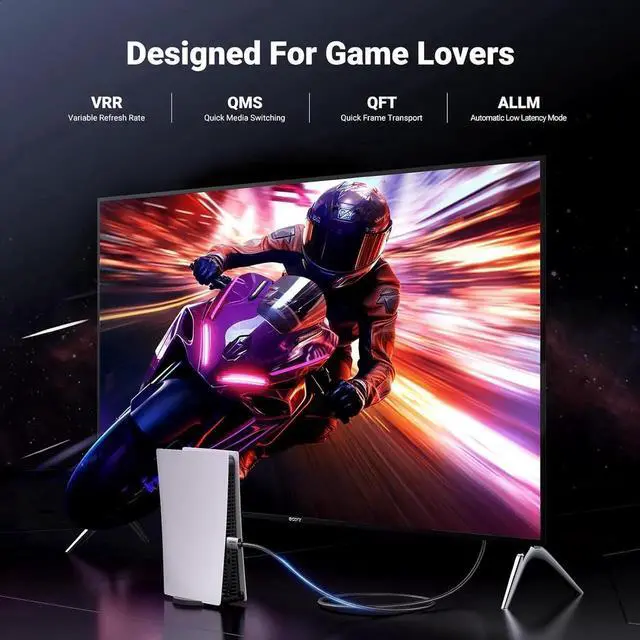 Alt view image 4 of 7 - UGREEN 8K HDMI 2.1 Cable 48Gbps 1.6FT, Certified Ultra High Speed HDMI Cord Aluminum, 4K@240Hz 120Hz 10K 8K@60Hz, HDCP 2.2&2.3, eARC HDR 10 Dolby Compatible with PS5/Blu-ray/Roku TV/Switch 2/Mac mini