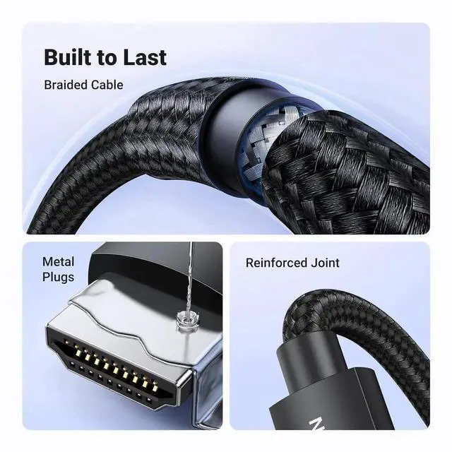 Alt view image 4 of 7 - UGREEN HDMI 2.1 Cable Certified 8K 10FT Ultra High Speed HDMI Cord Braided 48Gbps 4K@240Hz 10K@60Hz with Dynamic HDR eARC Dolby Atmos HDCP Compatible with PS5 PS4 Xbox Roku TV HDTV Blu-ray Projector
B