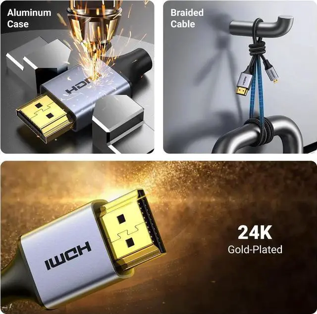 Alt view image 7 of 7 - UGREEN 4K Micro HDMI to HDMI Cable 6.6FT, Aluminum Shell Braided 18Gbps 4K 60Hz HDR 3D ARC Compatible with GoPro Hero 7 6 5 Raspberry Pi 5 Portable Monitor Camera Ni-kon Yoga 3 Pro