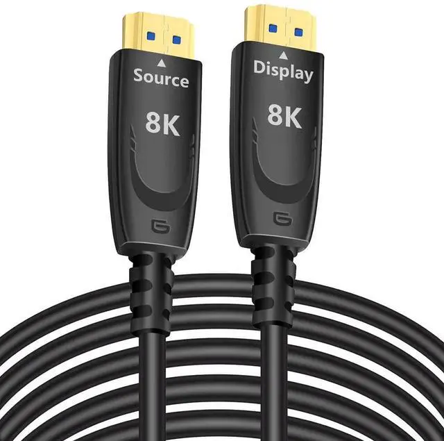Main image of DTECH 8K Fiber Optic HDMI Cable 50ft Long HDMI Cord 4K@120Hz 8K@60Hz 48Gbps 2.1 Ultra High Speed Gaming HDR eARC HDCP in Wall Rated Compatible with Fire TV Soundbar PS5 PS4 Xbox 1440p 240Hz Monitor