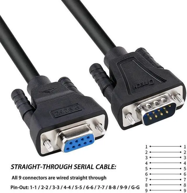 Alt view image 3 of 7 - DTECH 2m DB9 RS232 Serial Cable Male to Female Computer Monitor Cable 9 Pin Null Modem Extension Cord for PC Data Communication6feet,Black