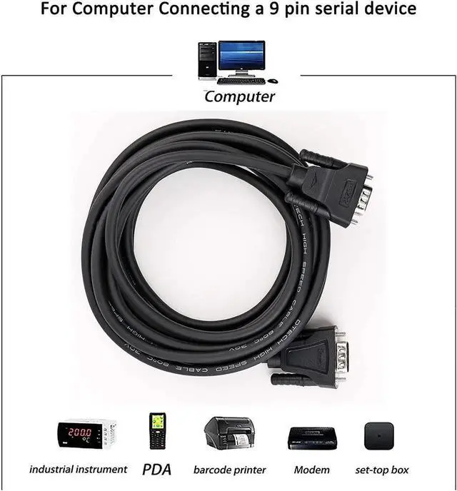 Alt view image 6 of 7 - DTech 15ft DB9 Serial Cable COM Port Male to Male RS232 Straight Through 9 Pin Data Cord