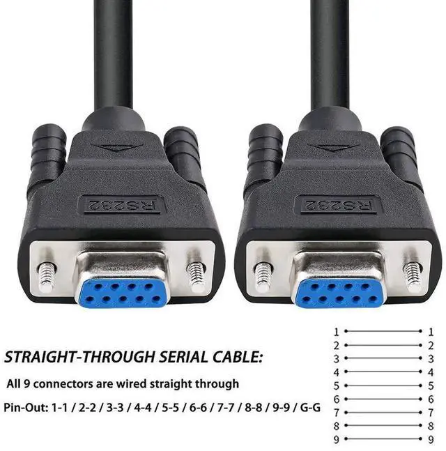 Alt view image 5 of 7 - DTech 5 Feet RS232 Serial Cable Female to Female 9 Pin Straight Through (Black, 1.5 Meter)