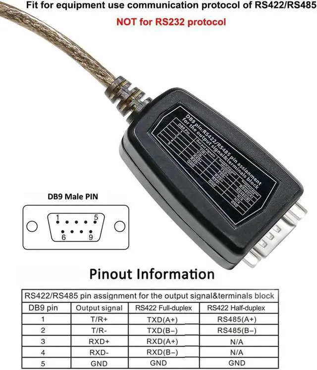 Alt view image 2 of 7 - DTECH USB to RS485 Adapter RS422 Serial Port Cable with CP2102 Chip Terminal Board LED Lights Ferrite Core for Windows 11 10 8 7 XP Mac (5 Feet)