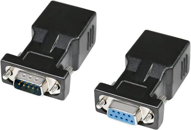 Alt view image 5 of 7 - DTECH RS232 DB9 to RJ45 Serial Adapter DB-9 Female/Male to RJ-45 Female Ethernet Converter (2 Pack)