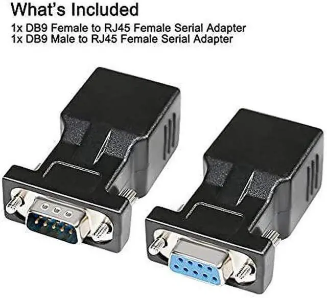 Alt view image 4 of 7 - DTECH RS232 DB9 to RJ45 Serial Adapter DB-9 Female/Male to RJ-45 Female Ethernet Converter (2 Pack)