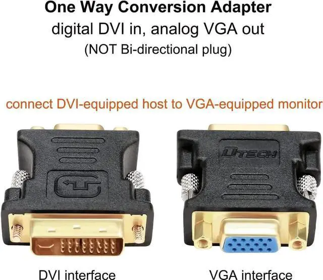 Alt view image 7 of 7 - DTECH DVI to VGA Adapter DVI-D Male to VGA Female Converter 1080P Video Connector 24+1 Pin for Monitor Computer Projector