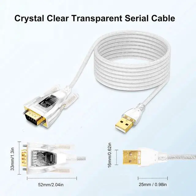Alt view image 7 of 7 - DTECH USB to Serial Adapter Features FTDI Chip DB9 9 Pin RS232 to USB Cable FT231 Chipset Compatible with Windows 11 10 8 7 XP Mac OS Linux RS-232 Data Lights Detect