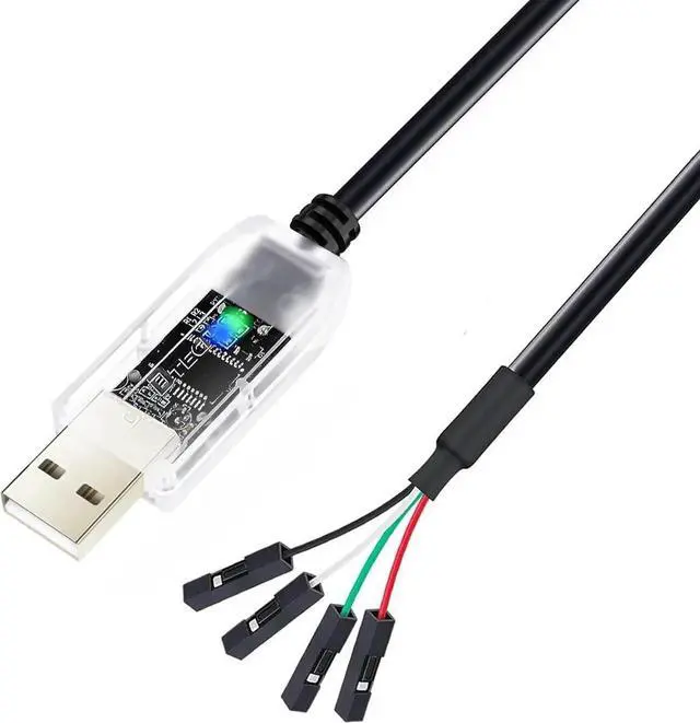 Main image of DTECH USB to TTL Adapter 3.3V 4 Pin USB to UART Debug Cable Prolific Chip LED Indicators PL2303 IC Serial Converter 6ft Output 3.3 Volt for Windows 11 10 8 7 XP MAC Linux Easy Debugging Programming