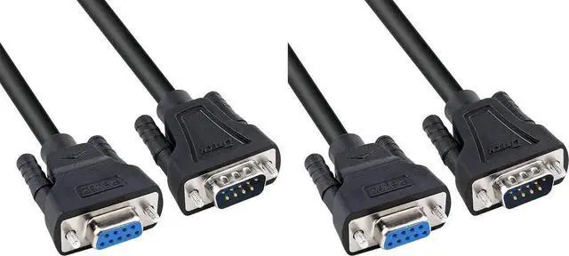 Main image of DTech 10ft DB9 RS232 Serial Cable Male to Female Extension Simple Null Modem Cord Cross TX RX Line 2 Pin Crossed for Computer Data Communication (10 Feet, Black) (Pack of 2)