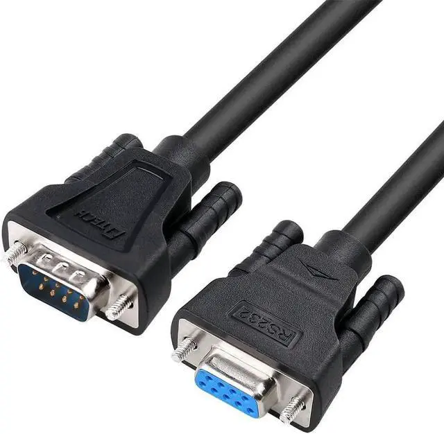 Main image of DTech DB9 RS232 Serial Cable Male to Female Null Modem Cord Full Handshaking 7 Wire Crossover for Data Communication Computer Switch Router (5 Feet, Black)